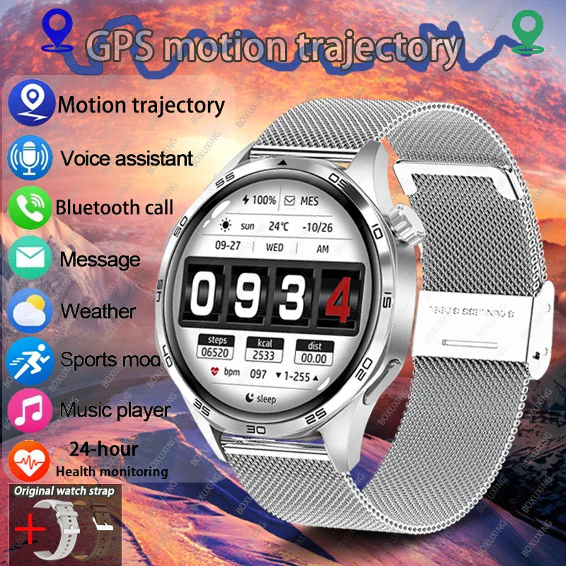 BOXUXING New Watch 5 Pro GPS NFC Men 100+sport Smart Watch AMOLED Screen Heart rate Bluetooth Call IP67Waterproof Man Smartwatch