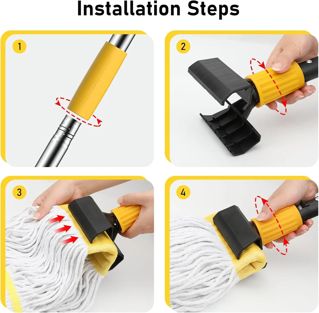 Heavy Duty Cotton String Wet Mop with Stainless Steel Handle for Commercial and Home Cleaning