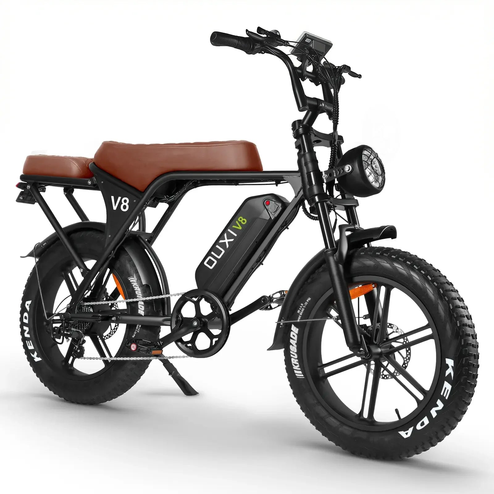 OUXI V8 2-seater Electric Bike 750W 48V 15Ah Electric Bicycle 20'' Fat Tire Dirt Ebike with Hydraulic Brake for Mountain Riding