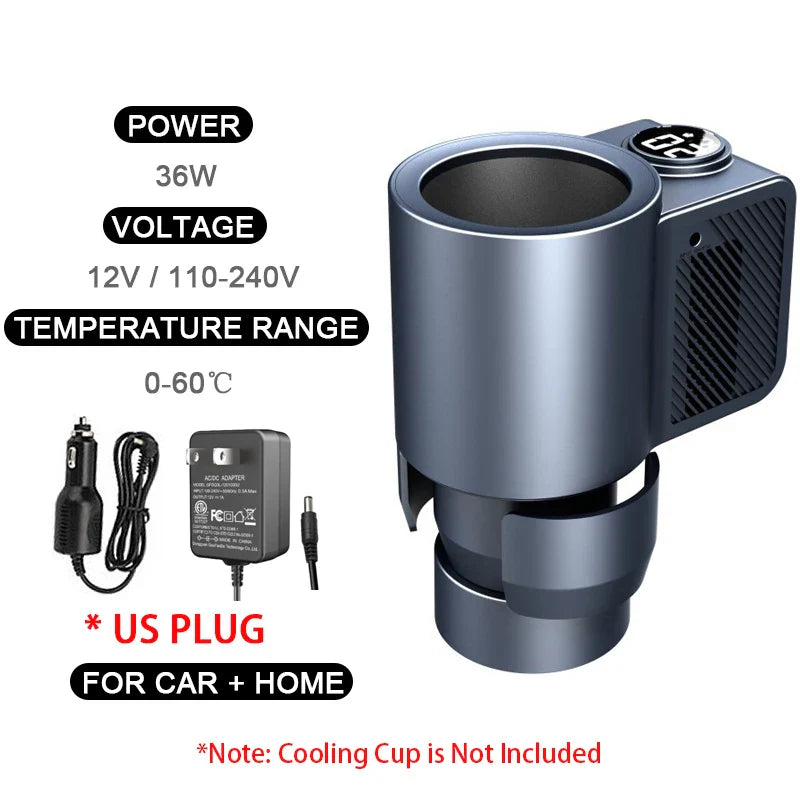 New 2-in-1 Smart Car Cooler Warmer Cup for Coffee Milk Beverage Heating Cooling Mug Travel Mini Car Refrigerator Drink Holder