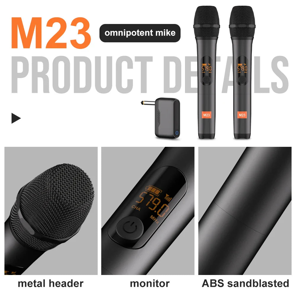 Wireless Microphone M23-4 UHF Recording Universal Karaoke Mic With Lithium Battery Receiver For Party Church Speaker
