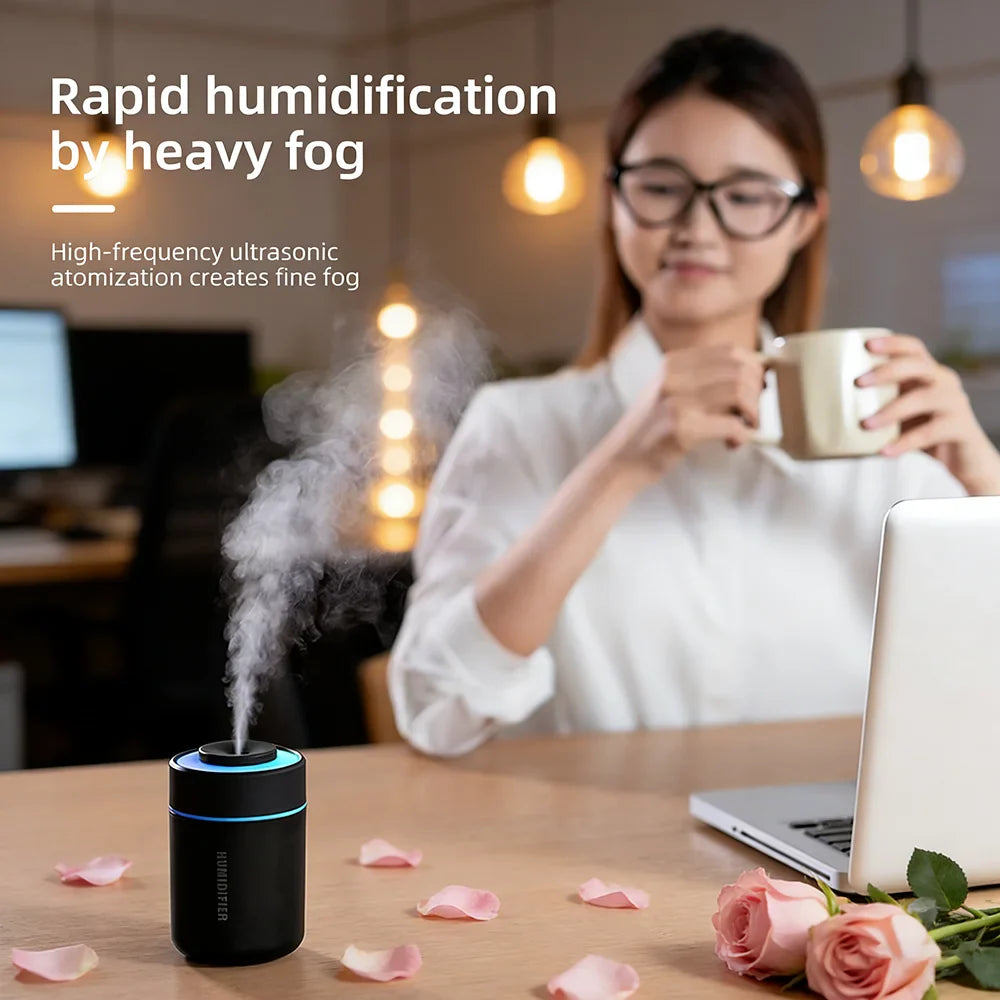 1PC Portable Mini Air Humidifier, Quiet Operation, Fine Mist Mode, with Ambient Lights - Portable USB Humidifier for Indoor Use