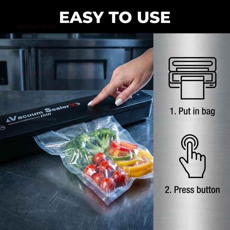 Small Automatic Food Vacuum Sealer Cutlery Bag Sealing Machine for Food Storage Compression Portable Kitchen Plastic Sealer