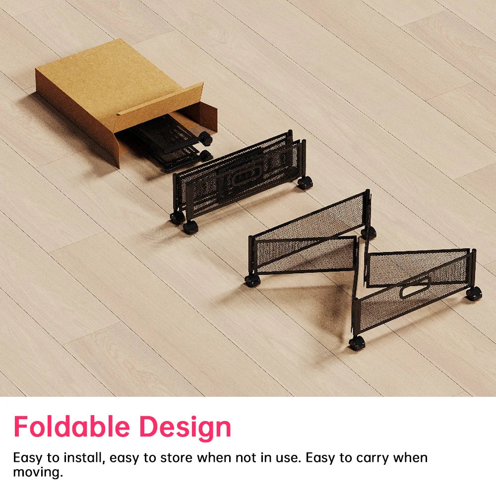 Foldable Under Bed Storage Container with Wheels Multifunctional Home Dorm Toys Clothes Books Shoes Storage Bins Visible