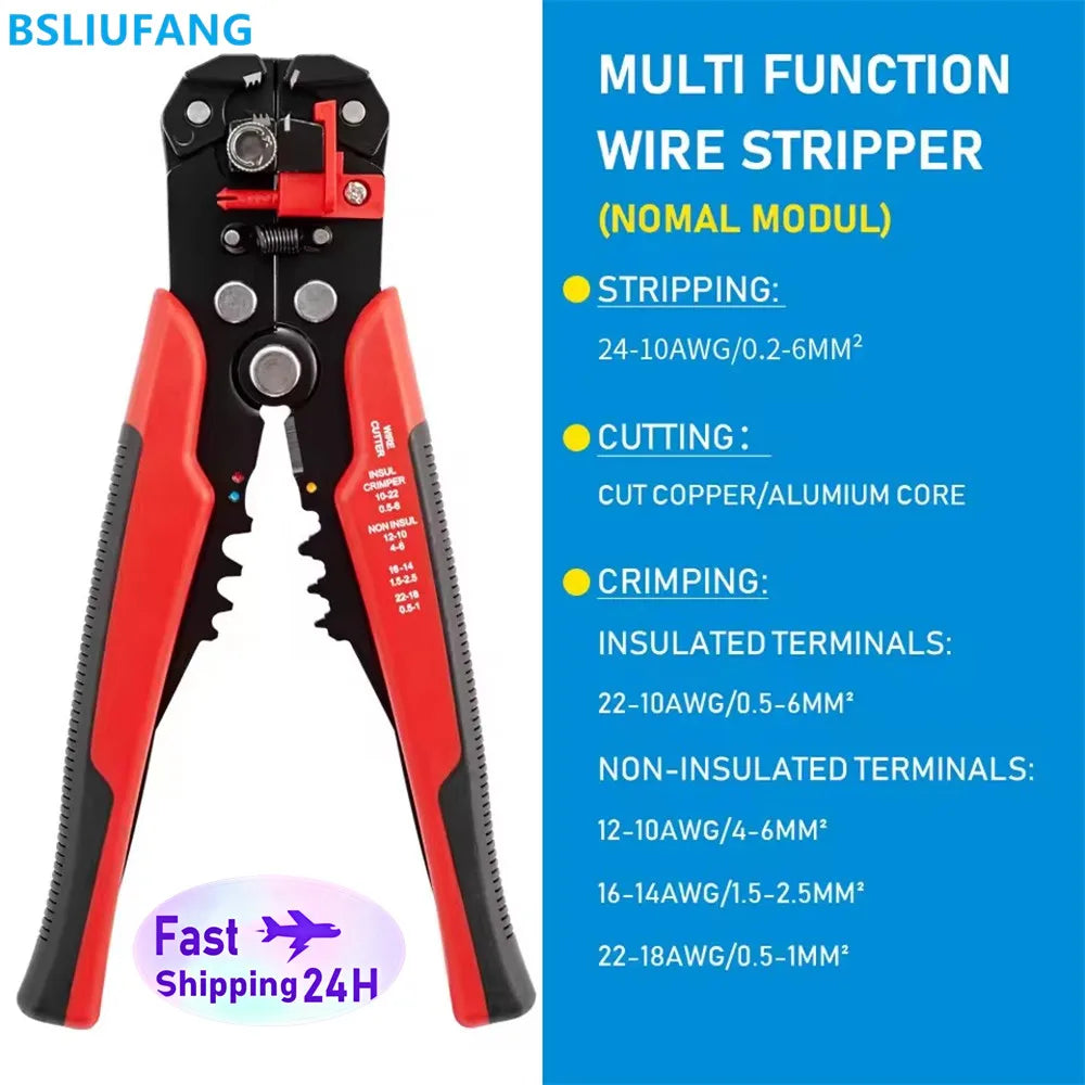 BSLIUFANG Professional Electrician Wire Pliers Cable Wire Stripper Cutter Crimper Automatic Crimping Stripping Tool