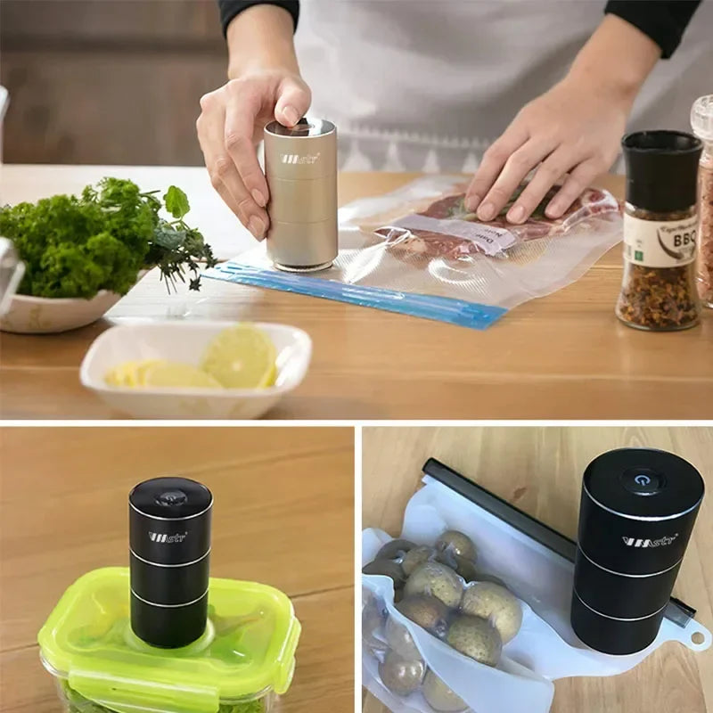 Electric Vacuum Sealer Machine for Food Clothes Vacuum Storage Bags USB Rechargeable Portable Mini Air Compression Vacuum Pump