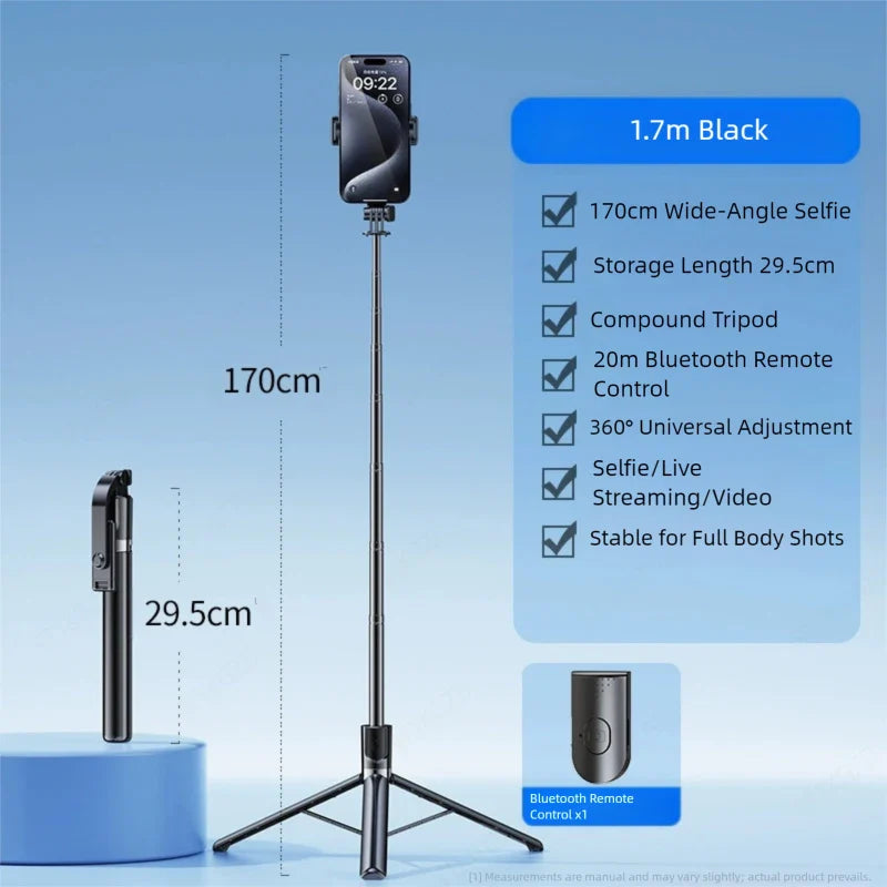 Selfie Stick 1.7 Meter Ultra Long Stretch Portable Phone Holder Bluetooth Remote With Fill light Tripod Stand For Live Broadcas