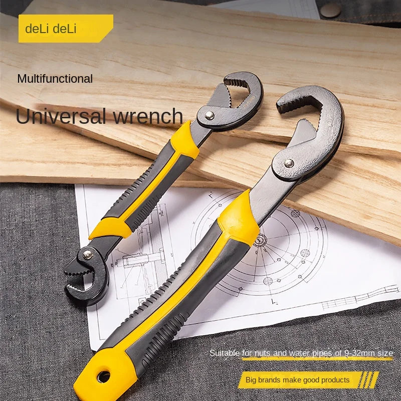 DELI 14-30 / 30-60mm Universal Key Pipe Wrench Open End Spanner Set High-carbon Steel Snap N Grip Tool Plumber Multi Hand Tool
