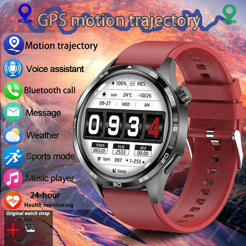 BOXUXING New Watch 5 Pro GPS NFC Men 100+sport Smart Watch AMOLED Screen Heart rate Bluetooth Call IP67Waterproof Man Smartwatch
