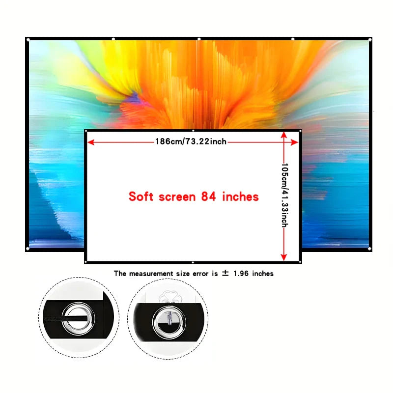 60-150 inch Corded version-high-definition foldable projection screen, suitable for outdoor camping, offices, and home theaters