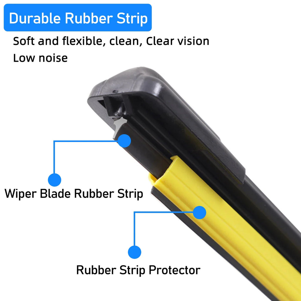1Pc Universal Front Car Wiper Blades Durable Rubber Soft Frameless Bracketless Brushes Windshield Windscreen Window Accessories