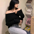 New Arriva Sexy Off-Shoulder Knit Thickened Soft Sweater Women