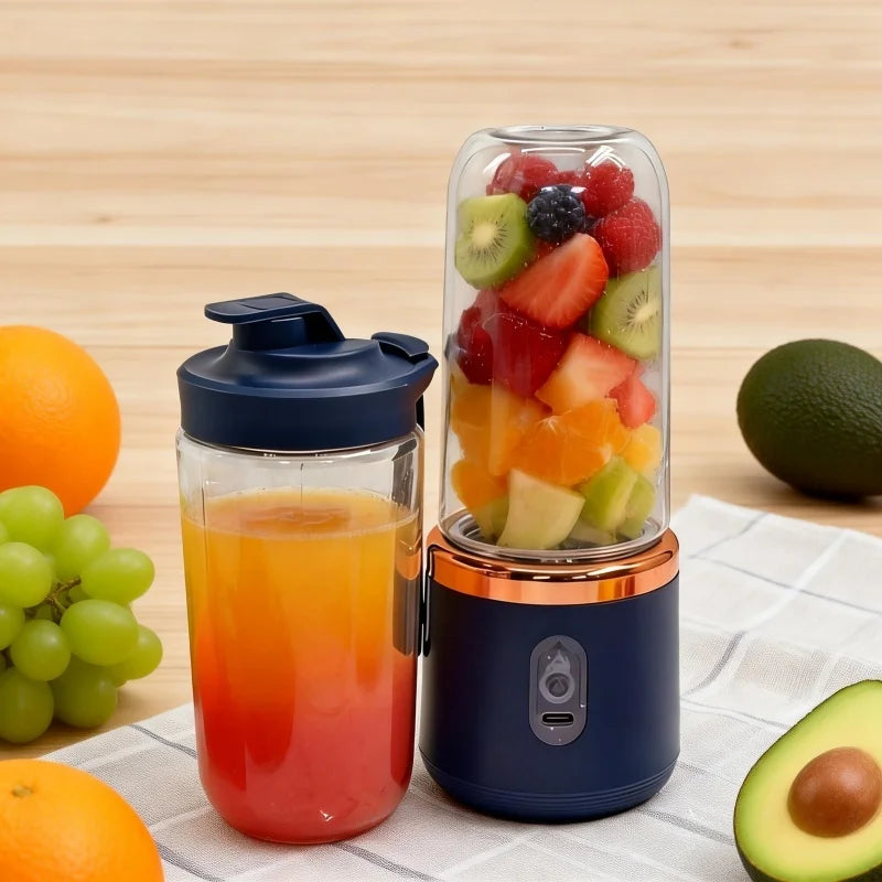 Double Cup Portable Blender USB Juicer Fruit Mixer for Smoothies Milkshakes and Juices Compact Food Processor Orange Juicer