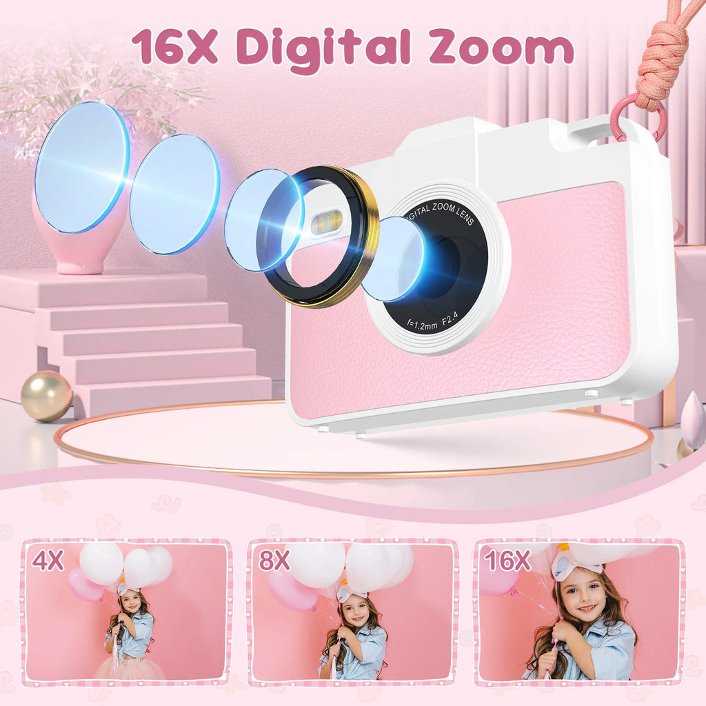 16X 48MP Kids Photography Camera Front Rear Dual Lens Boys Girls Digital Video Recorder Selfie Beginner Camera For Children