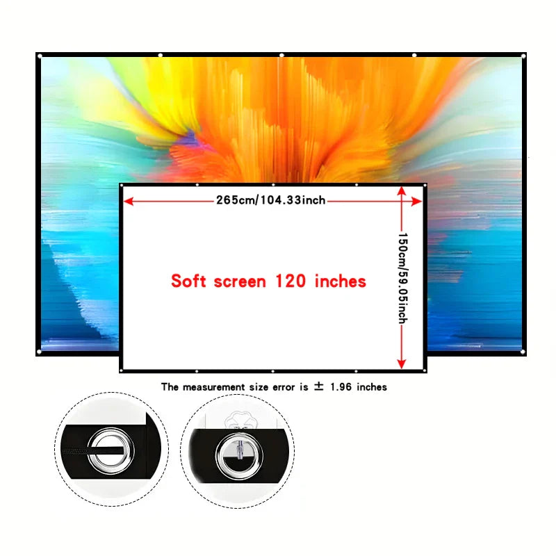 60-150 inch Corded version-high-definition foldable projection screen, suitable for outdoor camping, offices, and home theaters