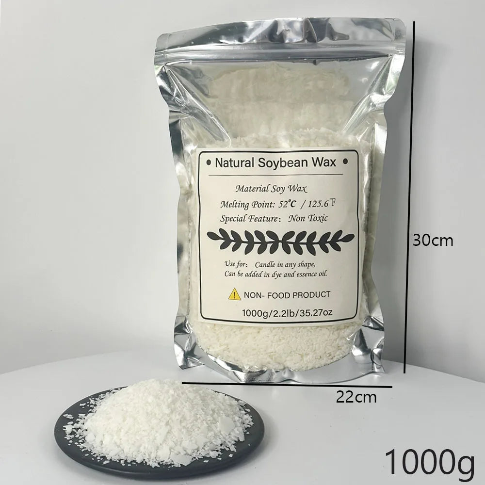 1000/500/250/100g Natural Soy Wax For DIY Handmade Candles Crafts 100% Additive-Free Scented Candle Raw Material Making Kit