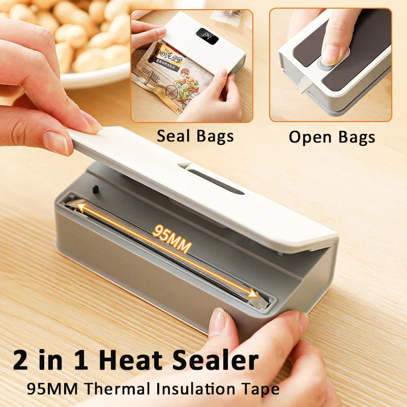 Mini Heat Sealer Plastic Bag Heat Sealing Machine Rechargable Plastic Storage Package Sealer Handheld Clip Bag Food Heat Sealer