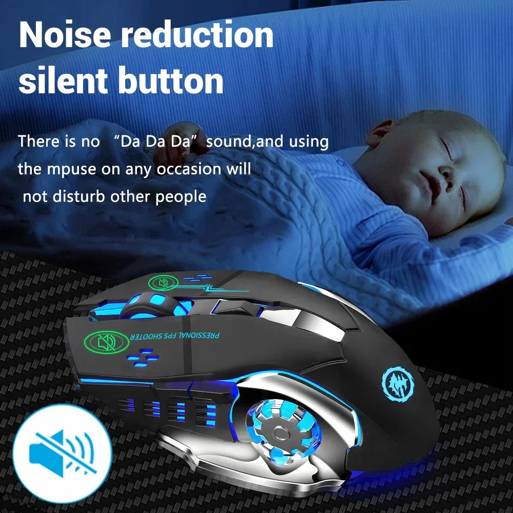 Rechargeable Wireless Mouse with 2.4GHz USB & Bluetooth, RGB Backlit Ergonomic Silent Optical Mouse for Laptop PC Macbook Tablet
