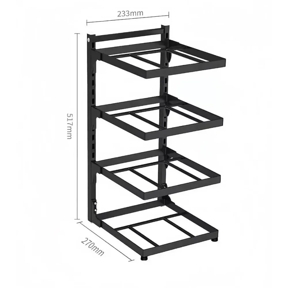 4-Tier Adjustable Pot Rack for Home Use Cookware Storage Rack Under-Sink/Countertop Storage Rack