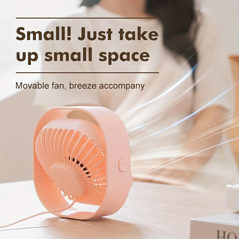New Ultra-quiet Desk Fan, Suitable for Bedroom, Office, Library, Three Wind Speeds, 360° Rotation, Low Noise, Portable Mini Fan