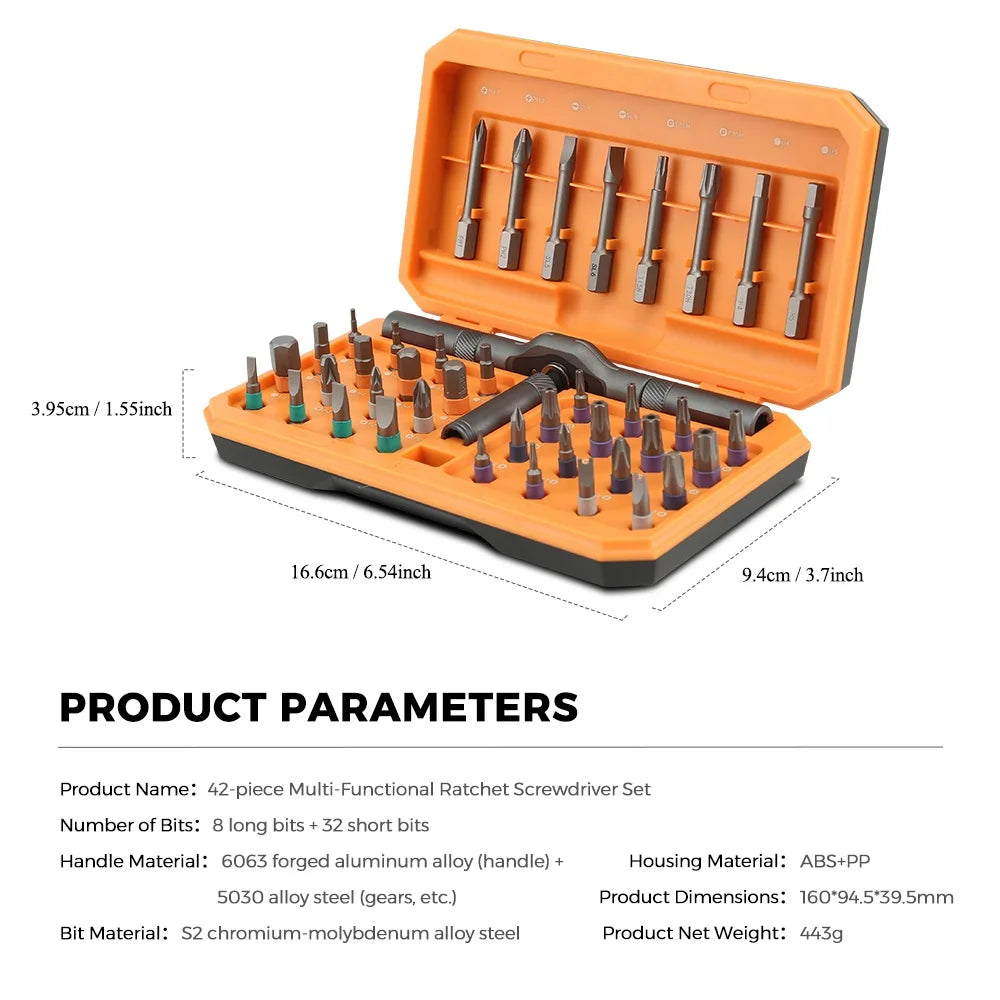 42 in 1 Ratchet Precision Screwdriver Wireless Cordless Magnetic Small Handle Portable Manual Hand Tool Kit for Household Repair