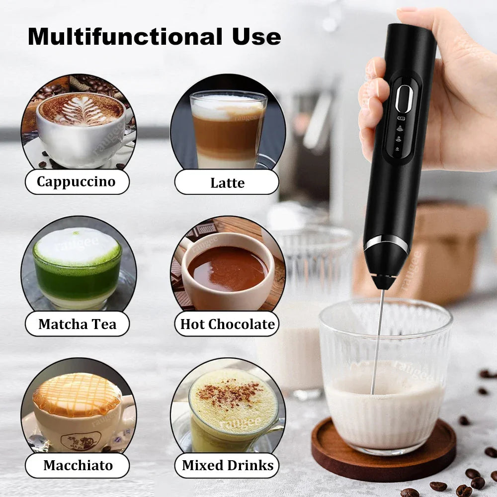 Mini Milk Frother Rechargeable Handheld Milk Foam Machine Automatic Rotary Blender for Coffee Latte Cappuccino Maker Milk Foamer