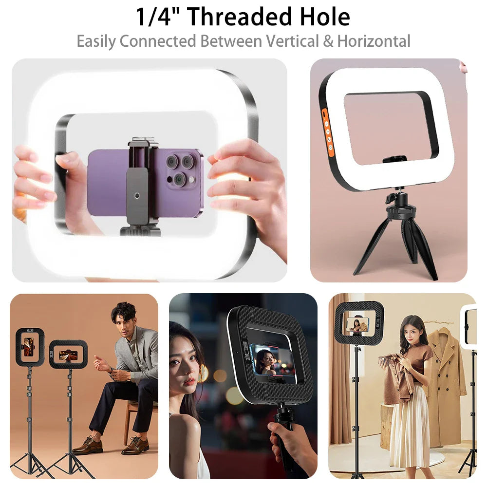 New Handheld Ring LED Rechargeable Fill light Portable Mobile Phone Live Broadcast Photography Desktop Rabbit Cage Selfie Light