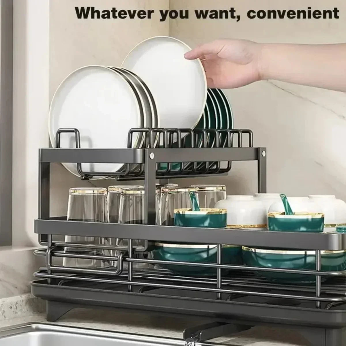 Hot-selling Bowl Rack - Double-layer Dish and Bowl Drainer Adjustable Kitchen Utensil Organizer Space-saving Suitable for Plates