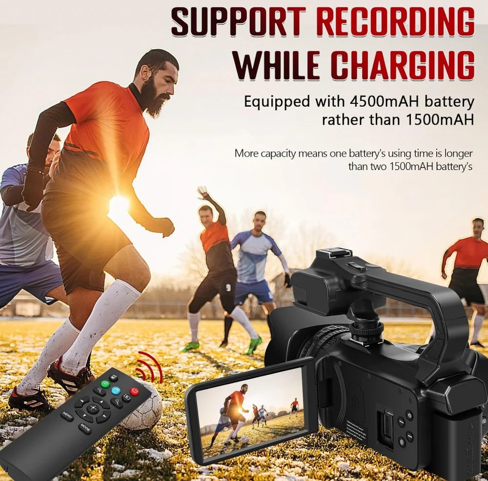 64MP 4K UHD Camcorder 18X Zoom Vlog Digital Video Camera WIFI Webcam For Youtube Livestreaming 4.0 270° Rotative Touch Screen
