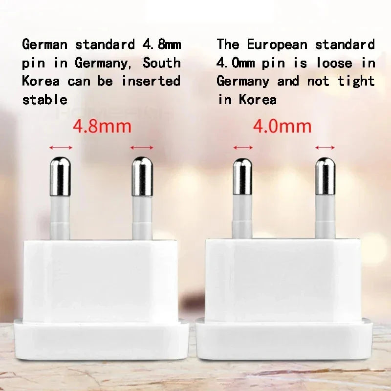 1 Pcs 4.8mm Power Plug Adapter US To EU Euro Europe Plug Power Plug Converter Travel Adapter Power Converter Outlet