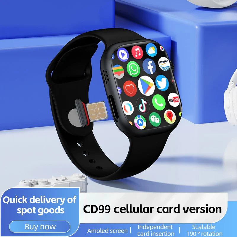 CD99 watch X 5G smartwatch 2.29inch AMOLED 5G LTE smart watch with 180 ° rotary camera GPS WiFi SIM card slot health monitoring
