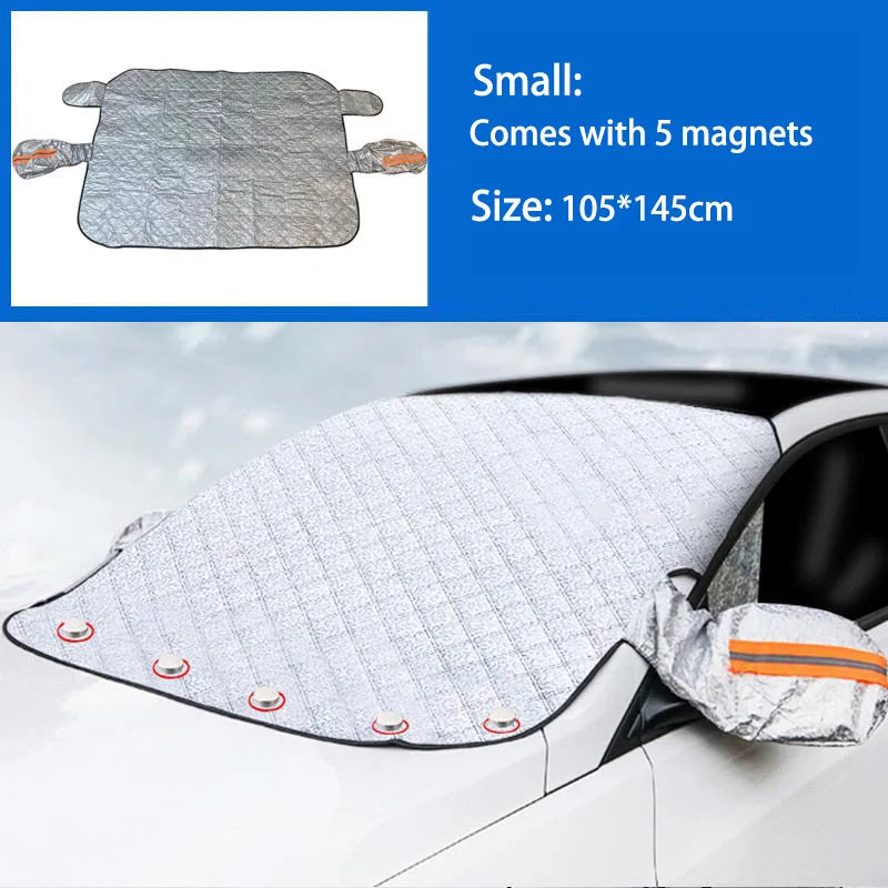 Kcimo 1Pc Sunshade Cover Car Windshield Snow Sun Shade Waterproof Protector Automobile Magnetic Cover Car Front Windscreen Cover