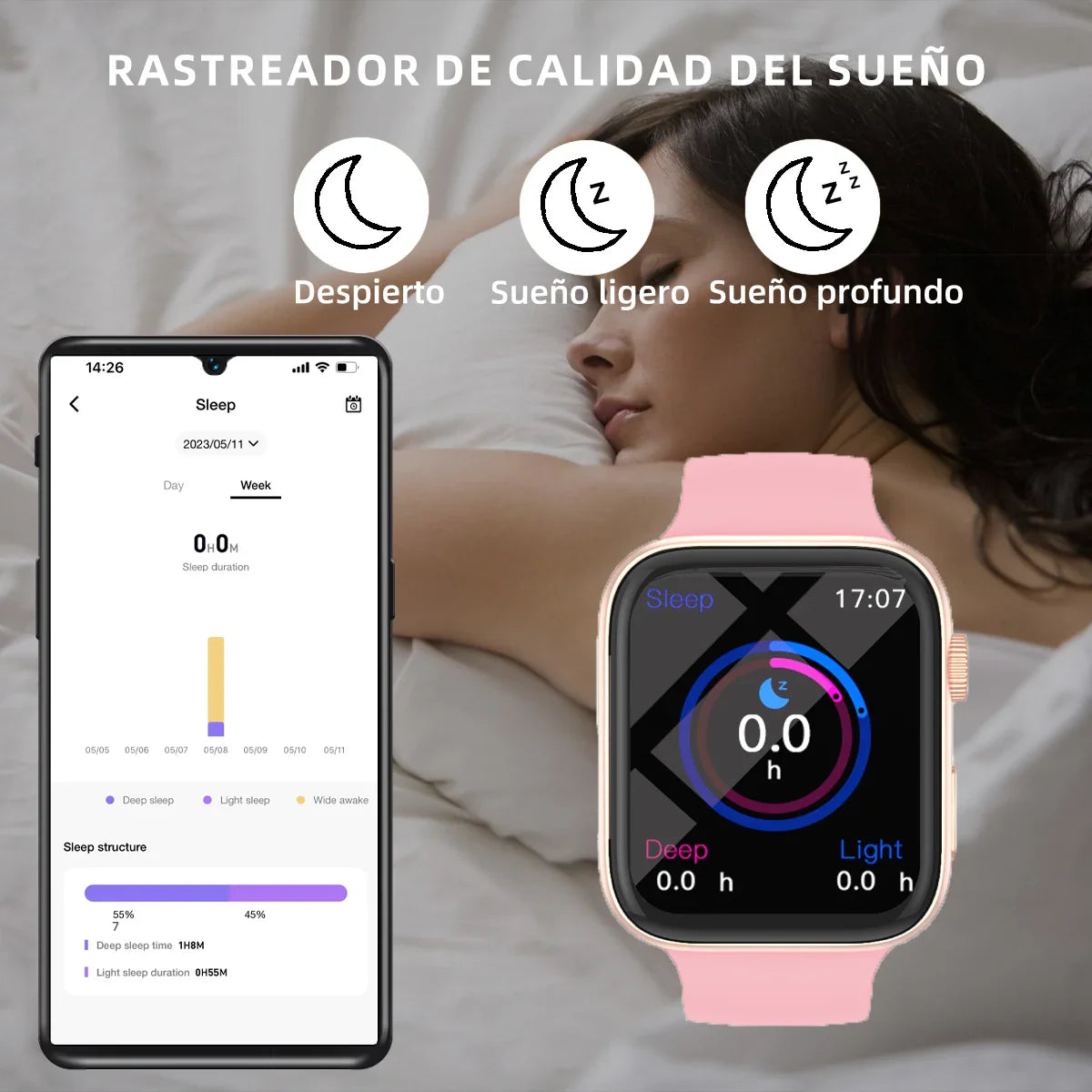 Fashion Sports Smart Watch  Men & Women 1.83in Full Touch Screen Fitness Tracker  Watch