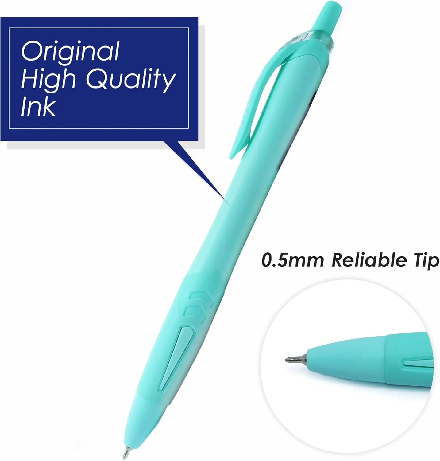 0.5mm Fine Blue Ink Ballpoint Pens, 12-Pack with Smooth Writing & Assorted Colors
