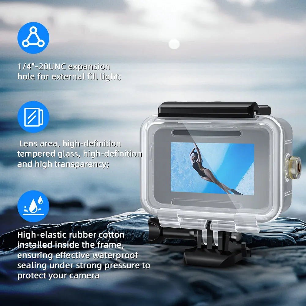 40M Waterproof Case for DJI OSMO Action 6 Underwater Dive Housing Protective Diving Cover Mount Accessories