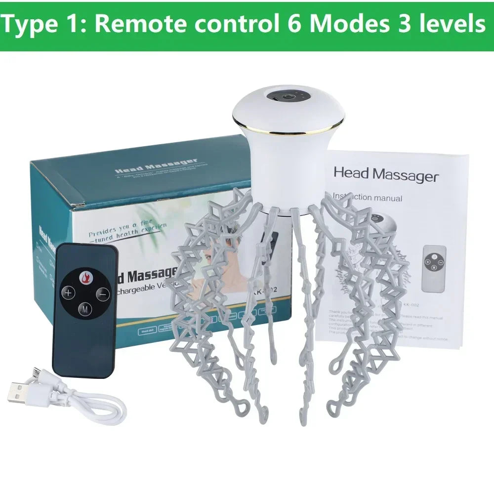 12 Claw Octopus Electric Head Massager Therapeutic Head Scratcher Relief Stress Relief Fatigue Blood Circulation Hair Massage