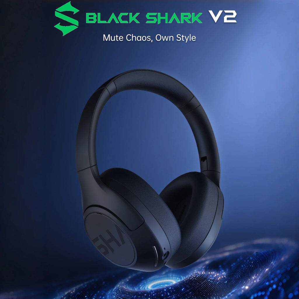 Black Shark V2 Wireless Headphones, ANC Noise Reduction Over-Ear Foldable Headset Bluetooth 5.4 100H Play Hi-Fi for Games Sports