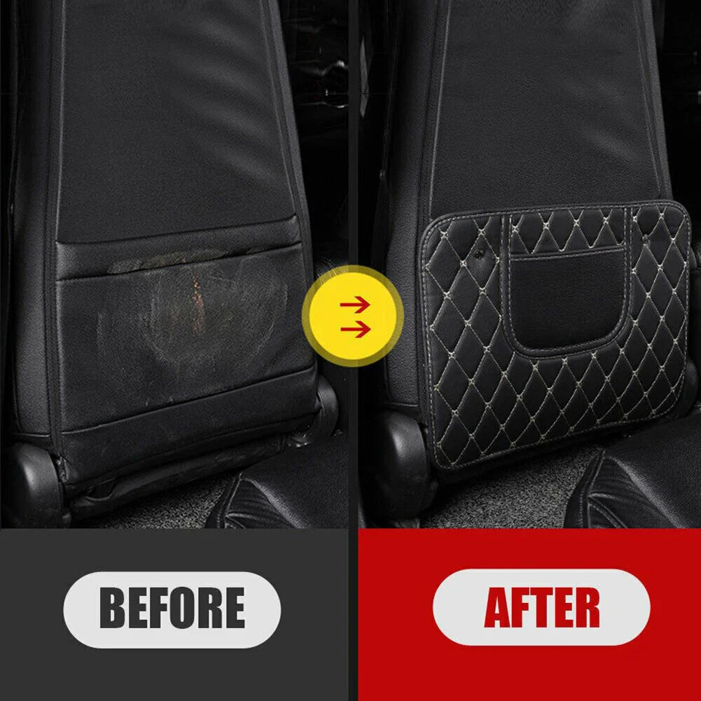 1Pc Car Back Seat Anti Kick Pad Anti-dirty Mat Black PU Leather Waterproof Scratch Resistant Storage Car Interior Accessories