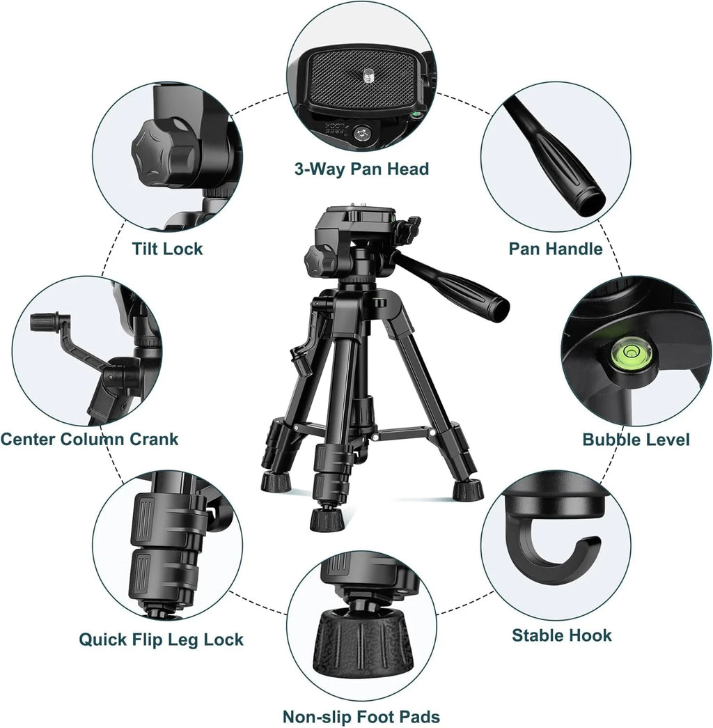 Mini Tripod for Camera, 25inch Aluminum Tabletop Camera Tripod, Portable Travel Tripod , for Cameras, Projectors, Spotting Scope