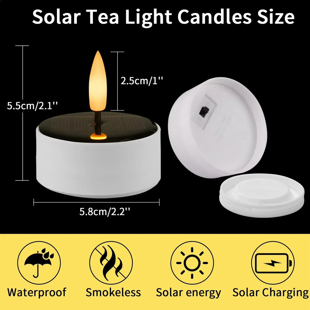 Rechargeable Solar Led Candle Light LED Candles With Solar Panel Flameless Decorative Wedding Christmas Rechargeable Tea Lights