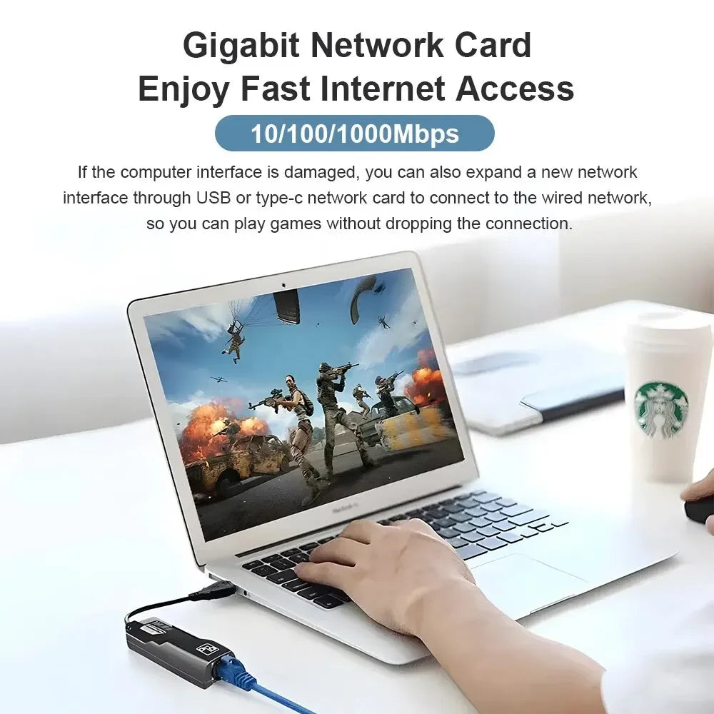 10/100/1000Mbps USB3.0 Wired Network Card USB To Rj45 Lan Ethernet Adapter Converter for PC Laptop MacBook Accessories