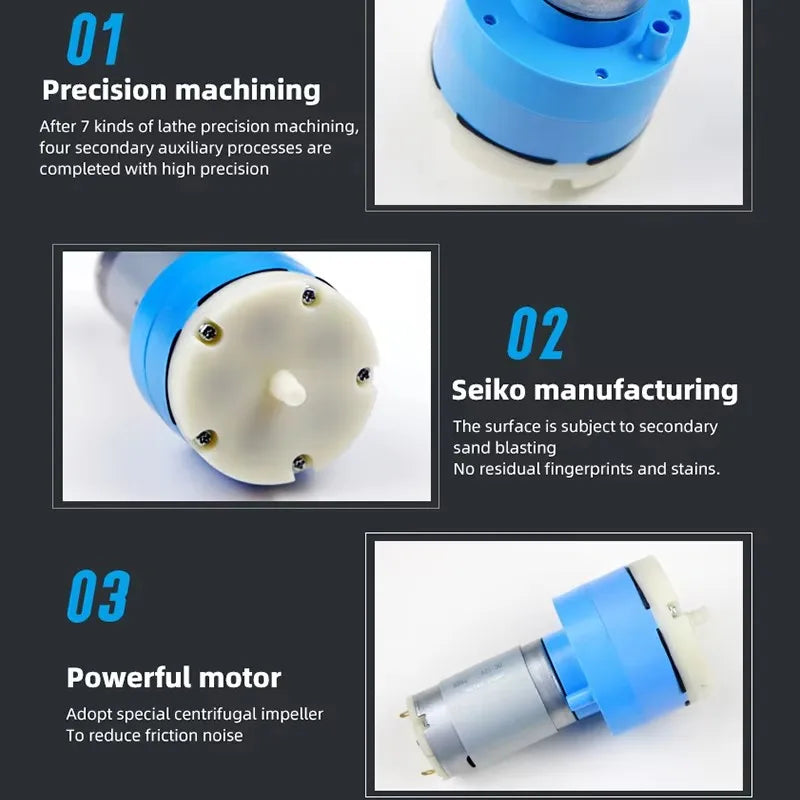DC12V/24V Mute 60APM Air Pump Negative Pressure 80Kpa 17L/min Device Fish Tank Aeration Pump Medical Device Low Noise Air Pump