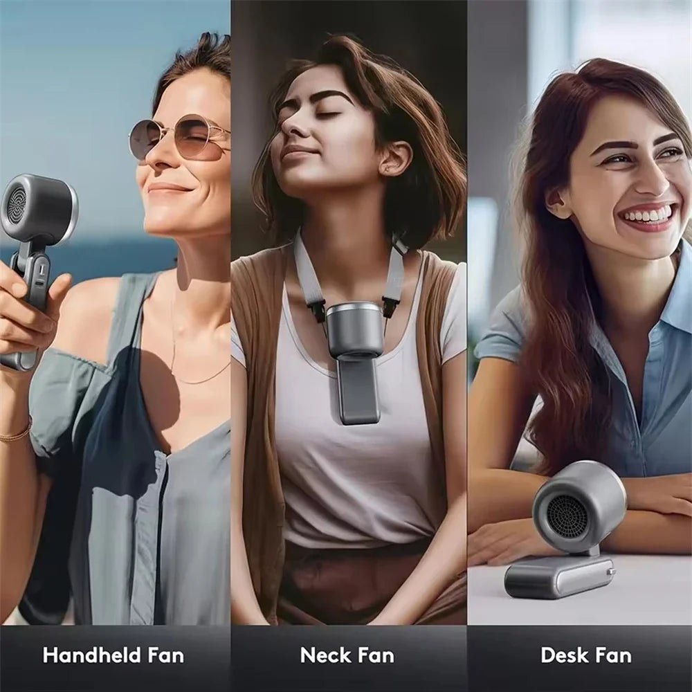 BSLIUFANG Portable 3-in-1 Turbo Handheld Fan, 5 High-Speed Settings, 3600mAh Power, Digital Screen, Foldable USB/Type-C Charge