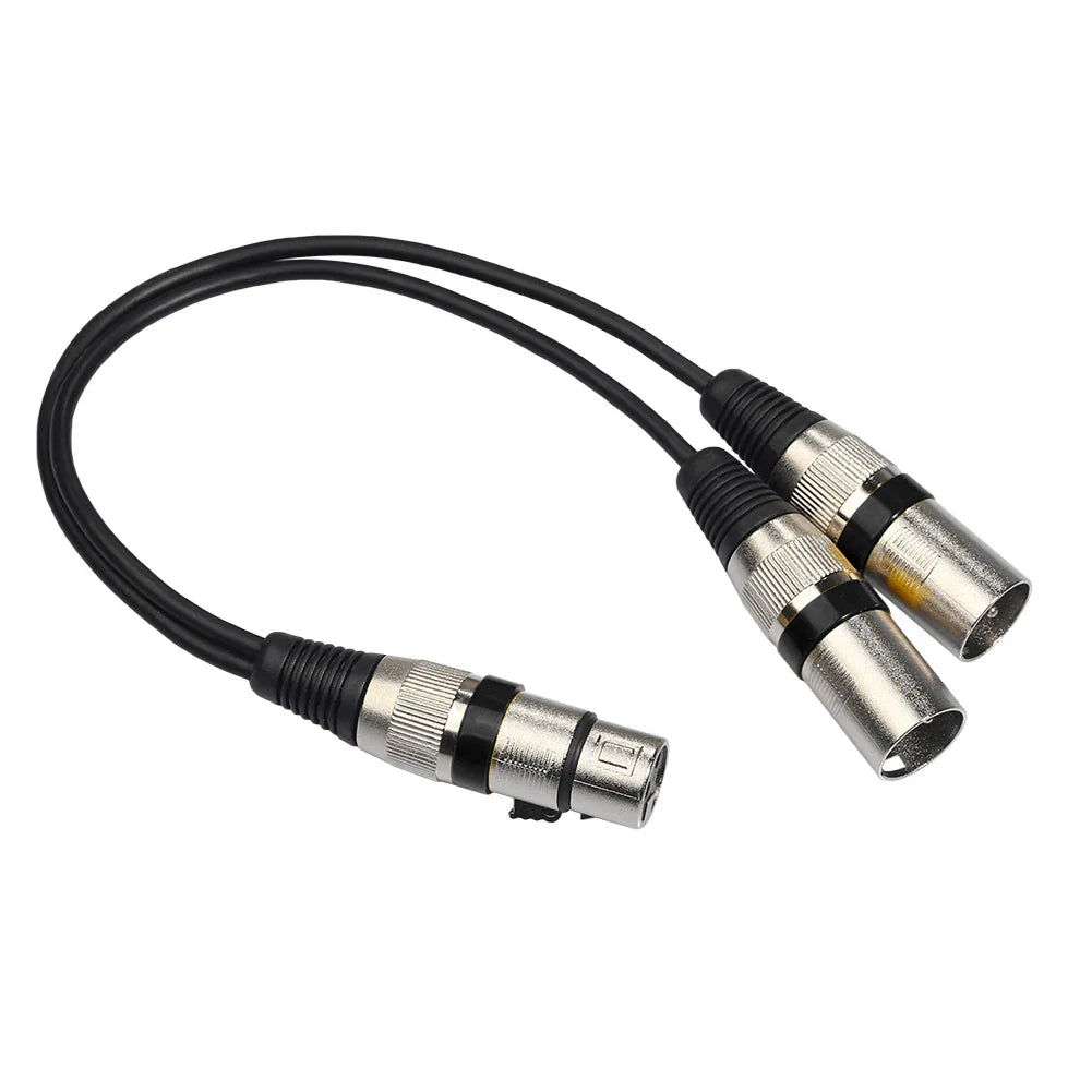 30cm 3Pin XLR Female Jack to Dual 2 Male Plug Adapter Cable Microphone Splitter Cord for Mic Amplifier Speaker Mixer Accessories