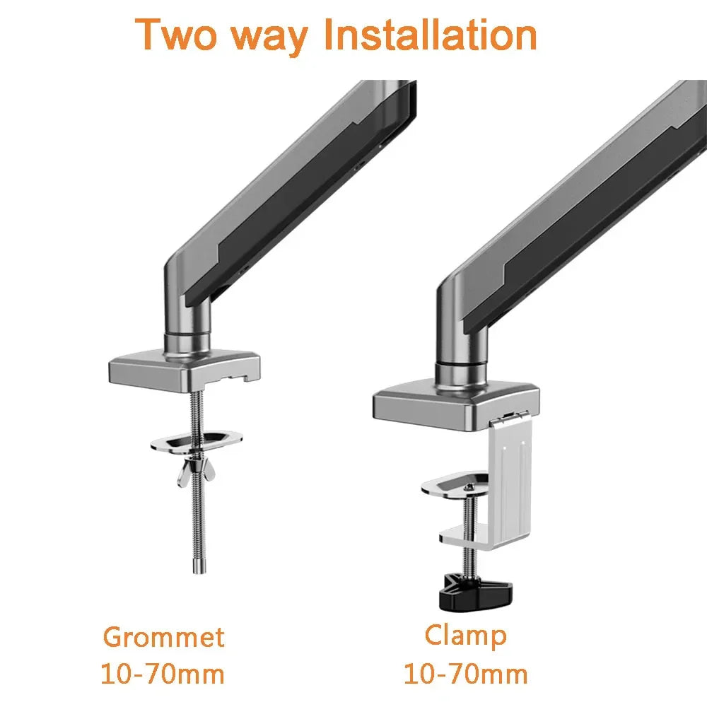 Adjustable Single Monitor Mount, Tilt Rotation Swivel Gas Monitor Arm, with Clamp & Grommet Base,Fits 13 to 32" Computer Monitor