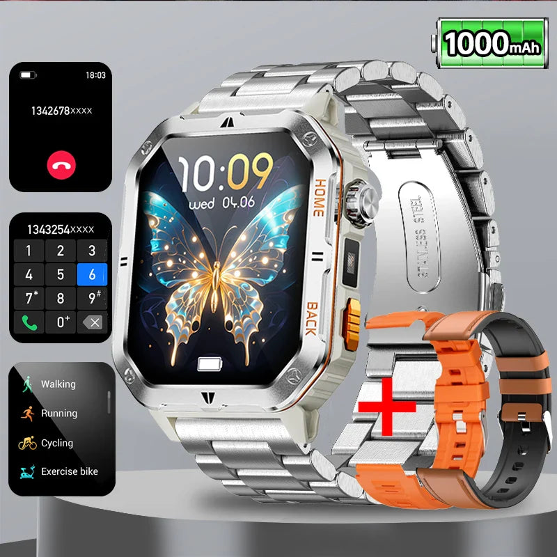 2026 Military Outdoor 1000 mAh Battery Smart Watch Men GPS Sports Heart Rate IP68 Waterproof BT Call Smartwatch For Man Gift Hot