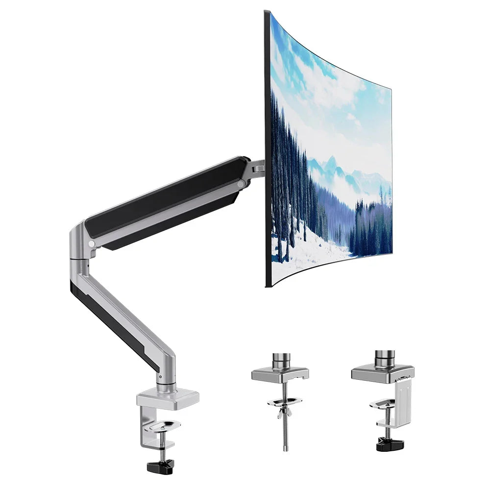 Adjustable Single Monitor Mount, Tilt Rotation Swivel Gas Monitor Arm, with Clamp & Grommet Base,Fits 13 to 32" Computer Monitor