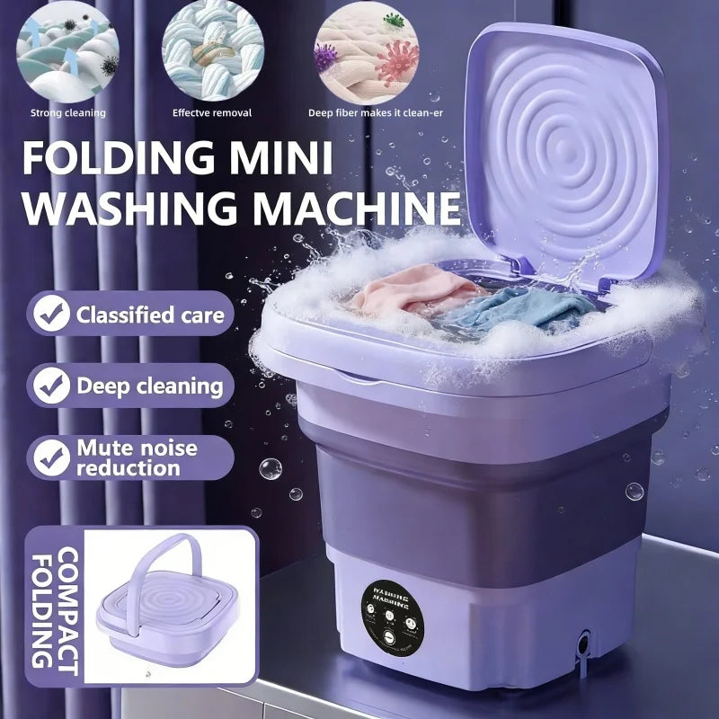 Household Portable Small Mobile Washing Machine with Spin Dryer for Socks Underwear Baby Clothes Mini Folding Washing Machine