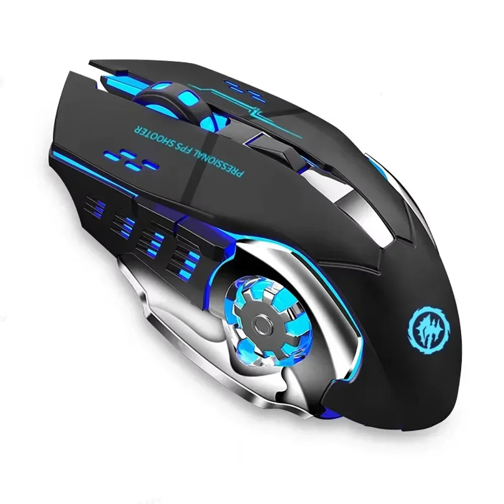 Rechargeable Wireless Mouse with 2.4GHz USB & Bluetooth, RGB Backlit Ergonomic Silent Optical Mouse for Laptop PC Macbook Tablet