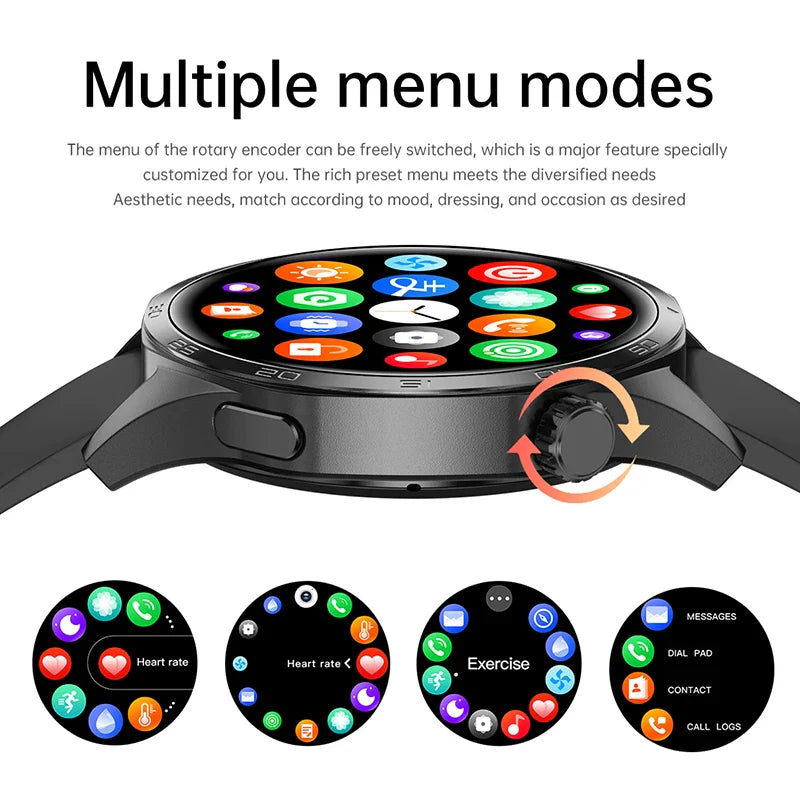 BOXUXING 2026 New GPS NFC Smart Watch 5 Pro Men 360*360 AMOLED Screen Heart rate Bluetooth Call IP68 Waterproof Man Smartwatch